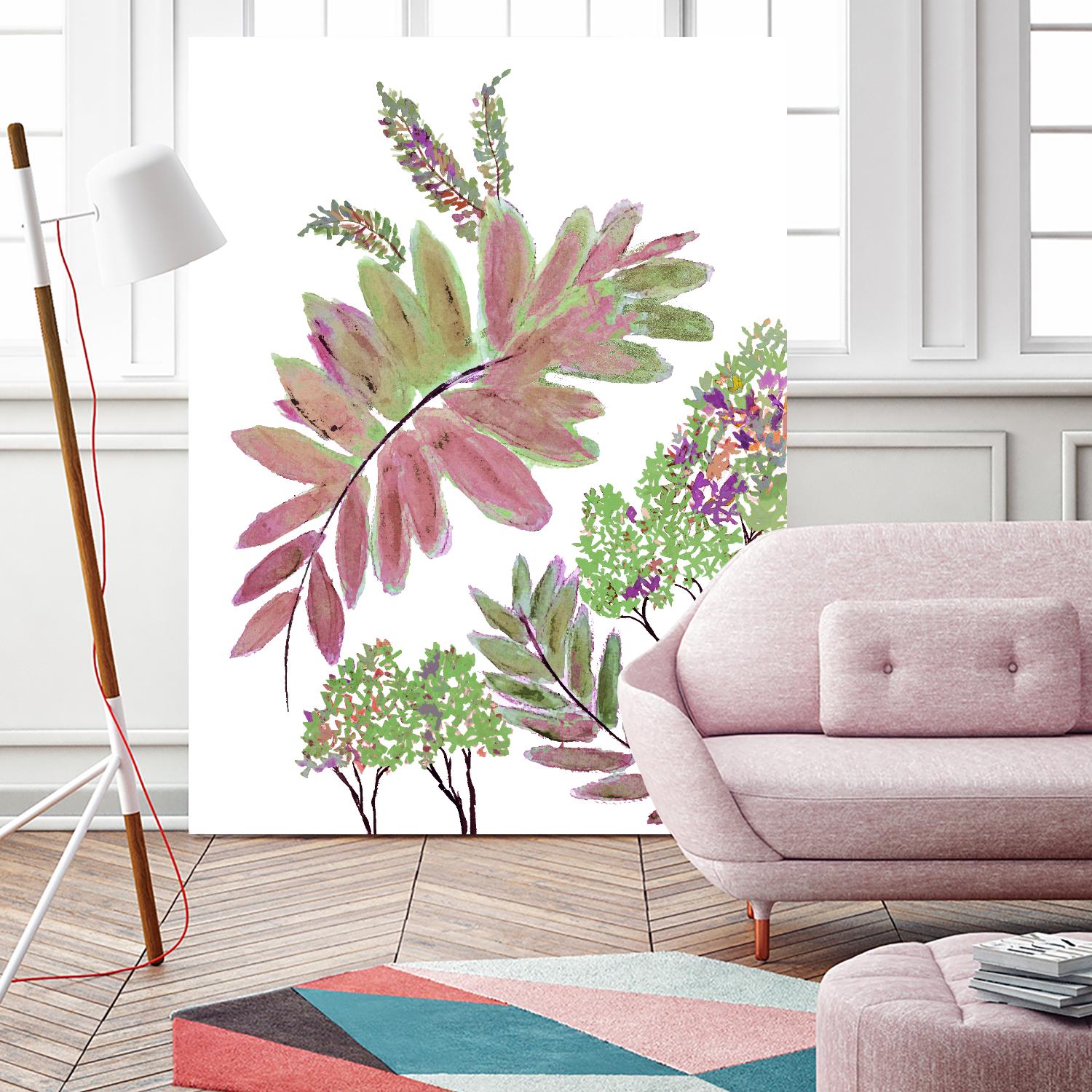 Mimosa - Magenta - 13 by Lori Dubois on GIANT ART - pink botanical leaves