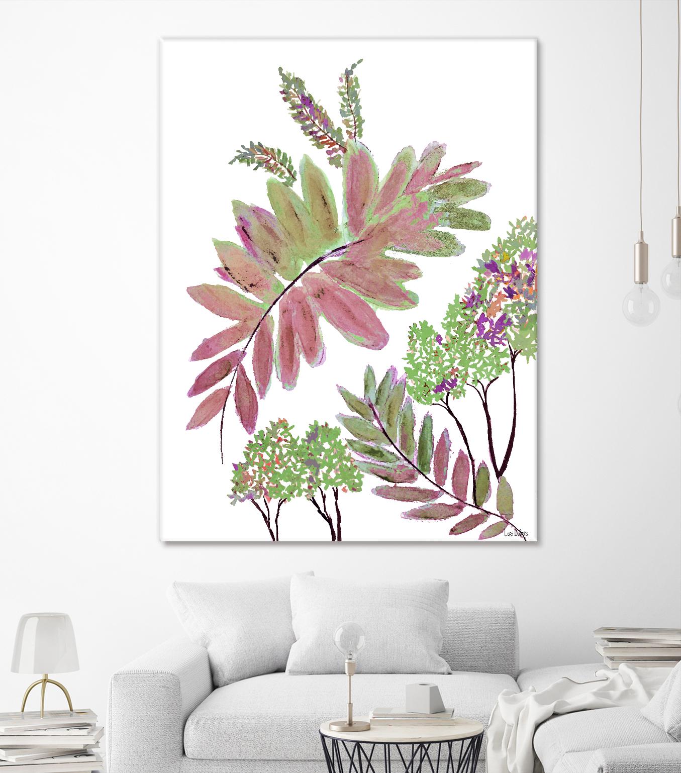 Mimosa - Magenta - 13 by Lori Dubois on GIANT ART - pink botanical leaves