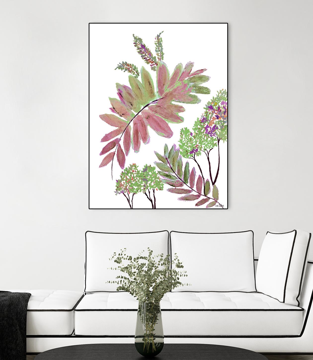 Mimosa - Magenta - 13 by Lori Dubois on GIANT ART - pink botanical leaves