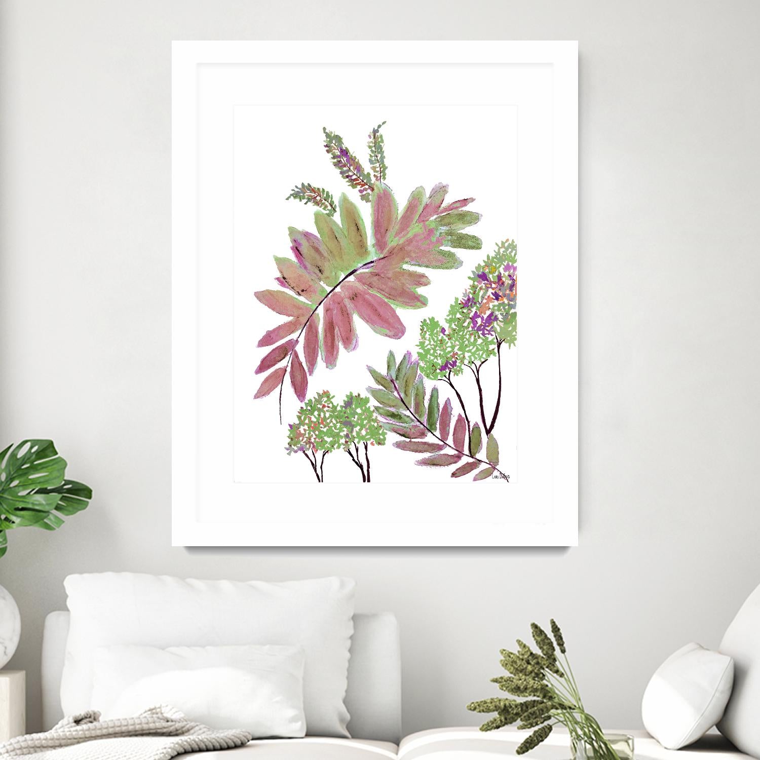Mimosa - Magenta - 13 by Lori Dubois on GIANT ART - pink botanical leaves