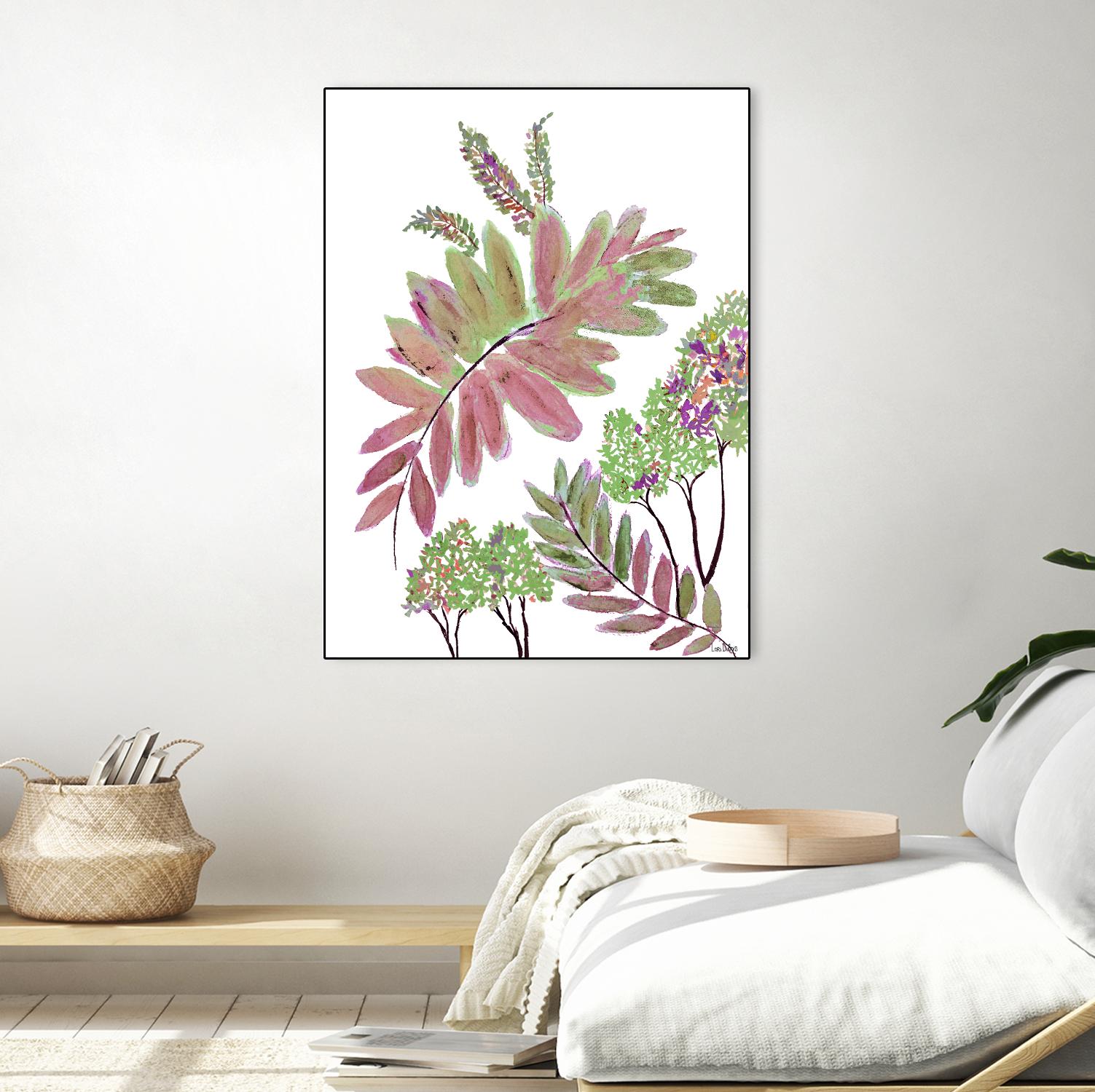 Mimosa - Magenta - 13 by Lori Dubois on GIANT ART - pink botanical leaves