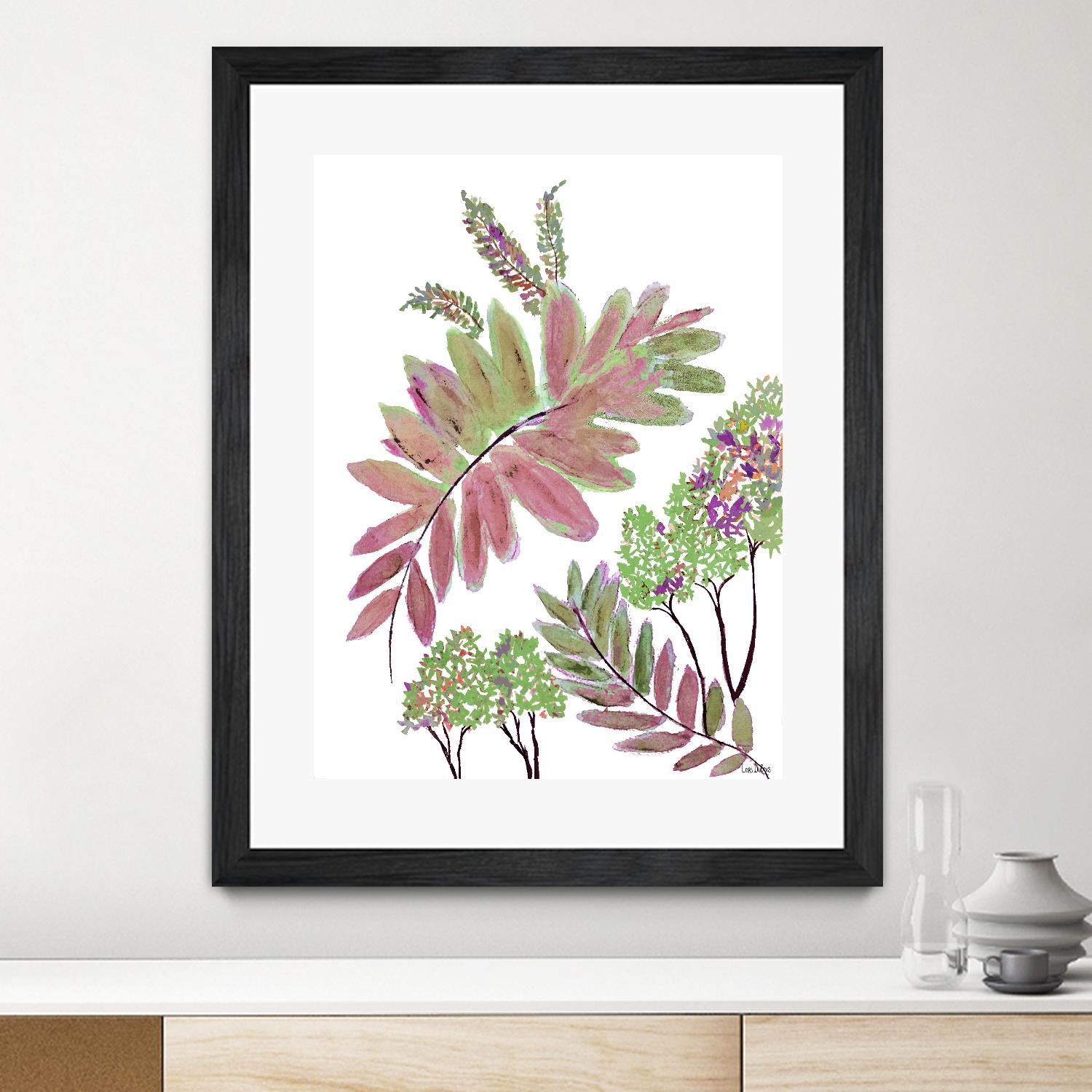 Mimosa - Magenta - 13 by Lori Dubois on GIANT ART - pink botanical leaves