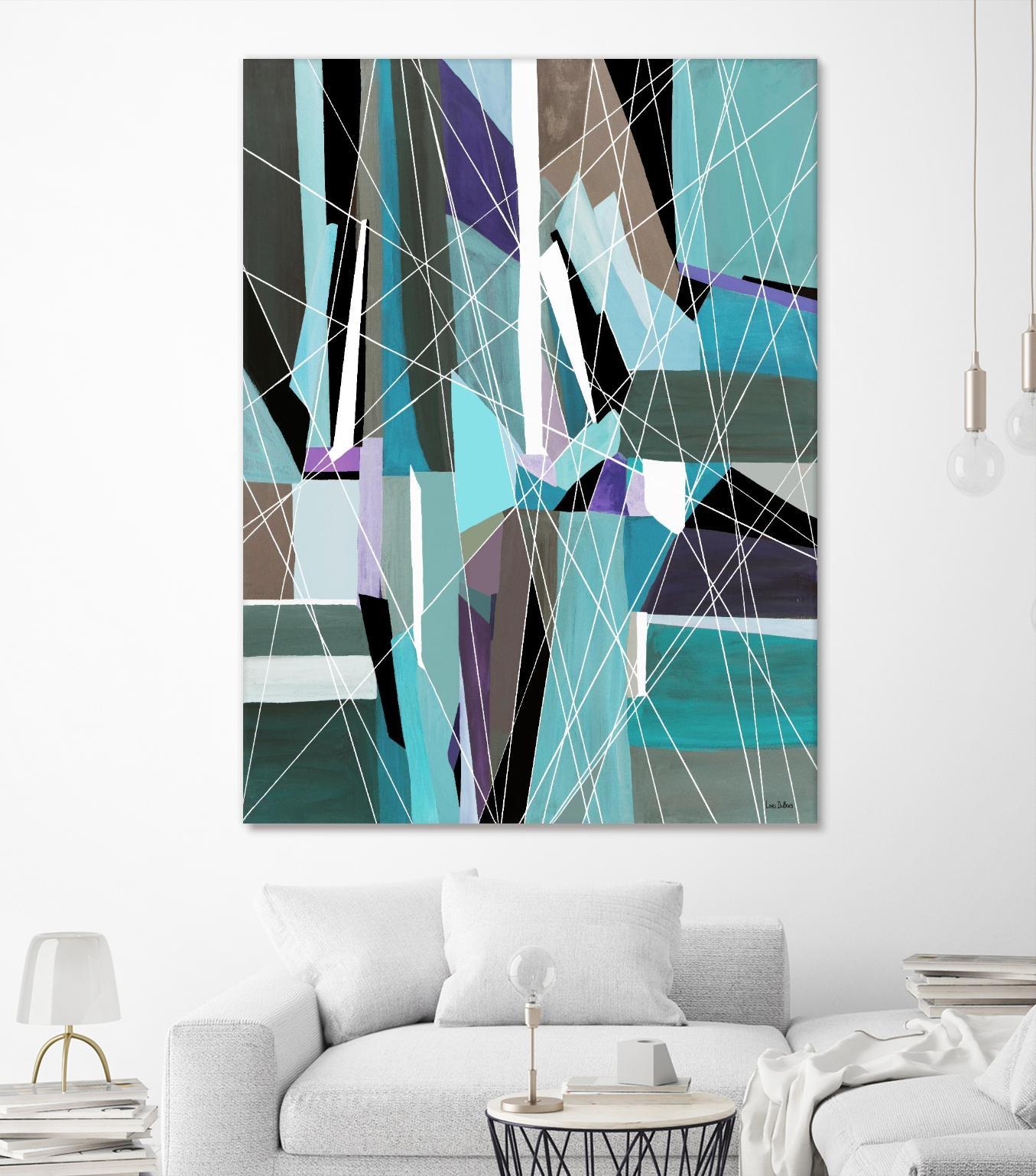 AquaGlass by Lori Dubois on GIANT ART - aqua linear black & white