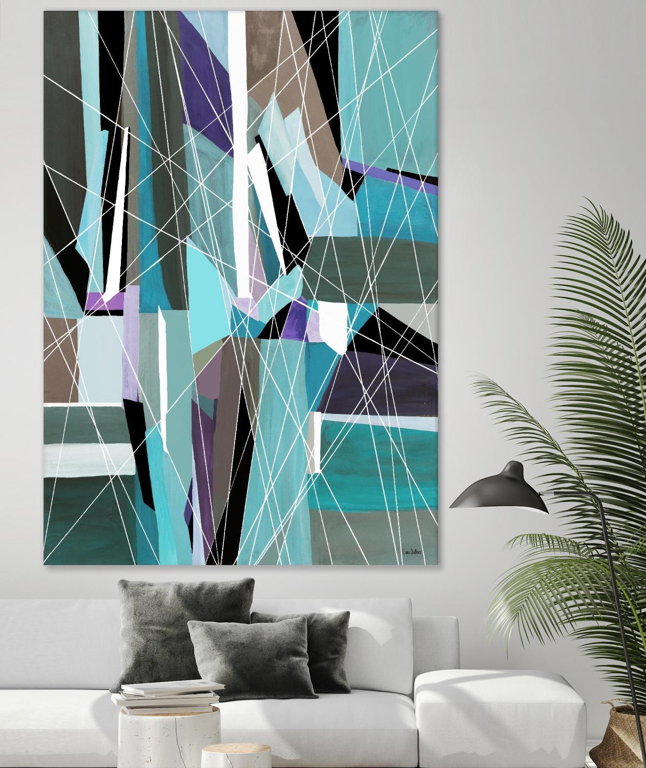 AquaGlass by Lori Dubois on GIANT ART - aqua linear black & white