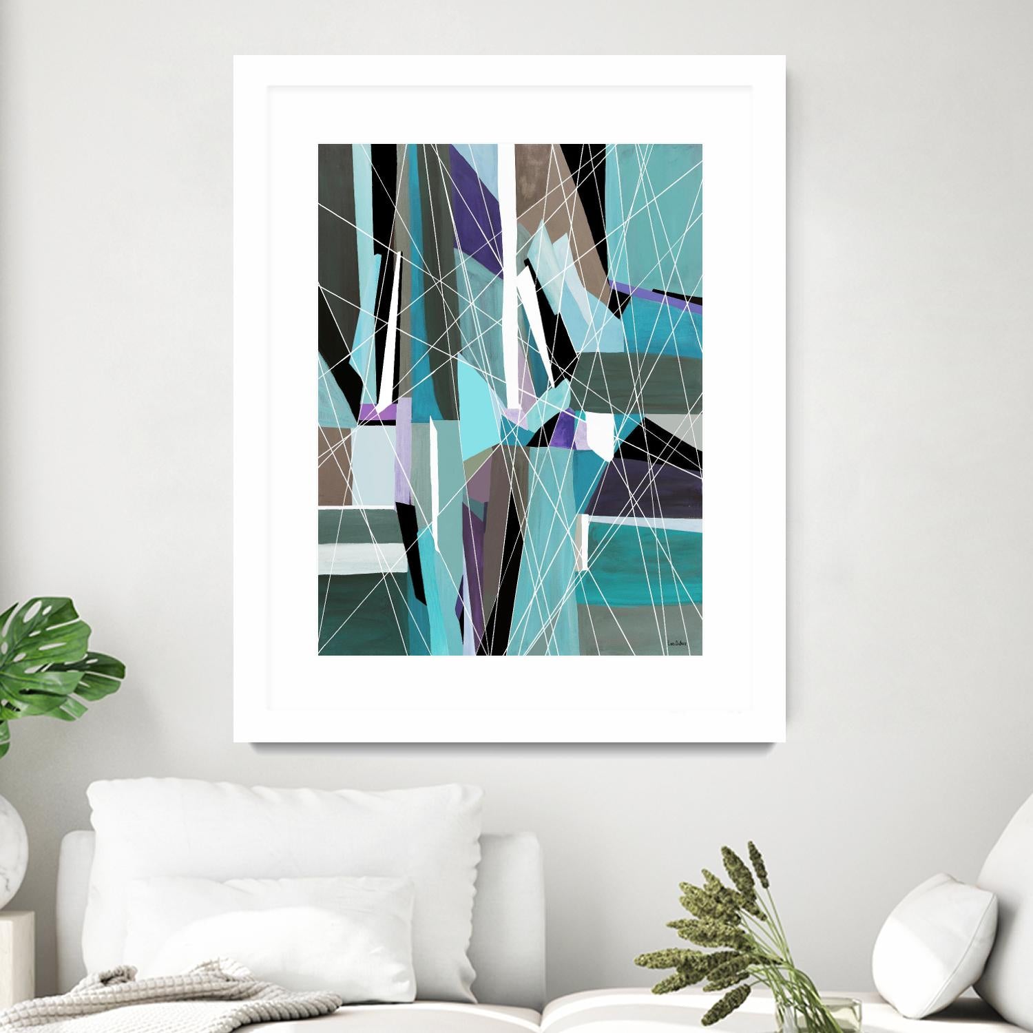 AquaGlass by Lori Dubois on GIANT ART - green linear aqua