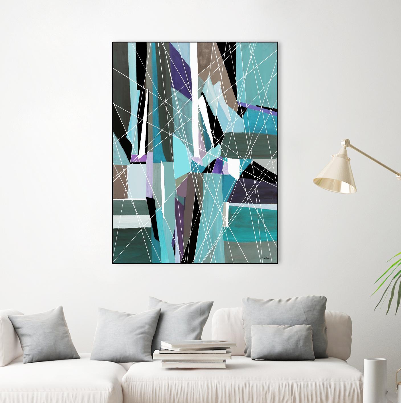 AquaGlass by Lori Dubois on GIANT ART - aqua linear black & white