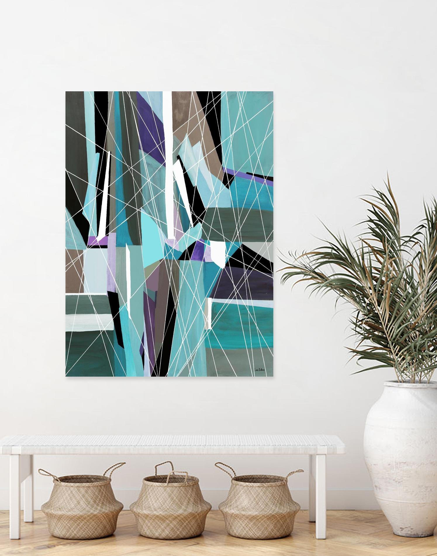 AquaGlass by Lori Dubois on GIANT ART - green linear aqua