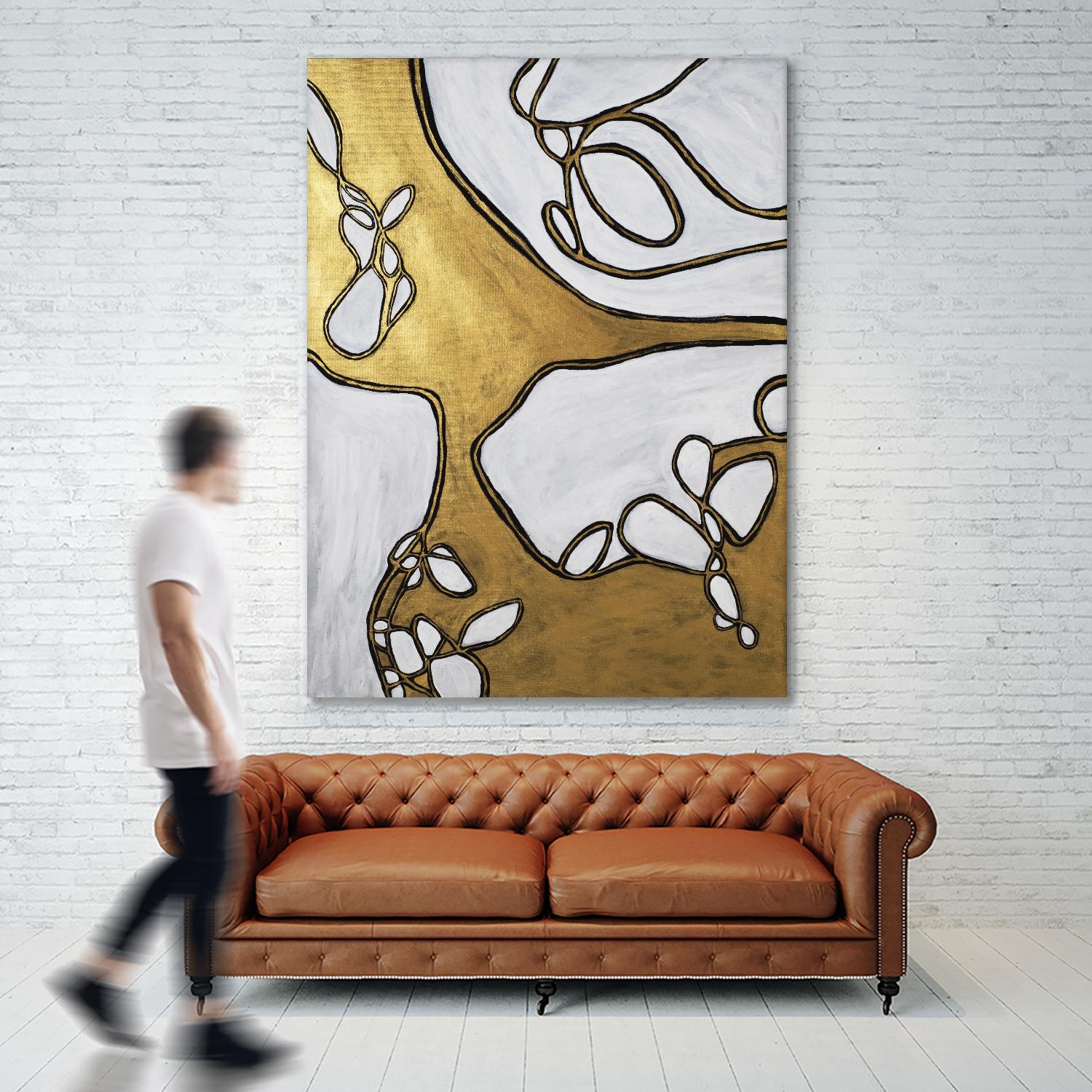 Mocha Latte -Gold - 1 by Lori Dubois on GIANT ART - gold linear