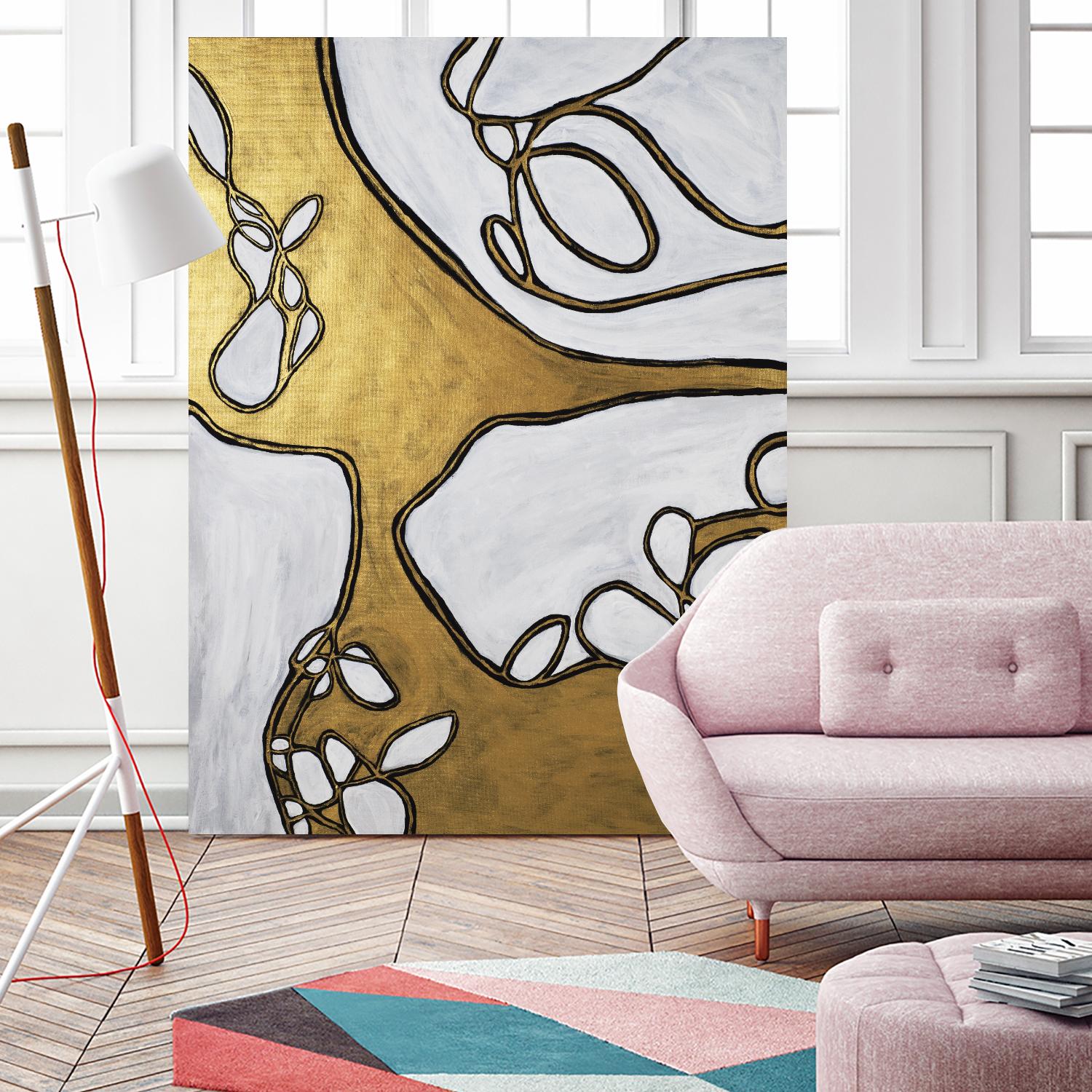 Mocha Latte -Gold - 1 by Lori Dubois on GIANT ART - gold linear