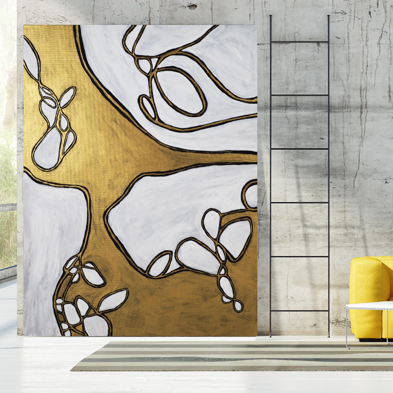 Mocha Latte -Gold - 1 by Lori Dubois on GIANT ART - gold linear