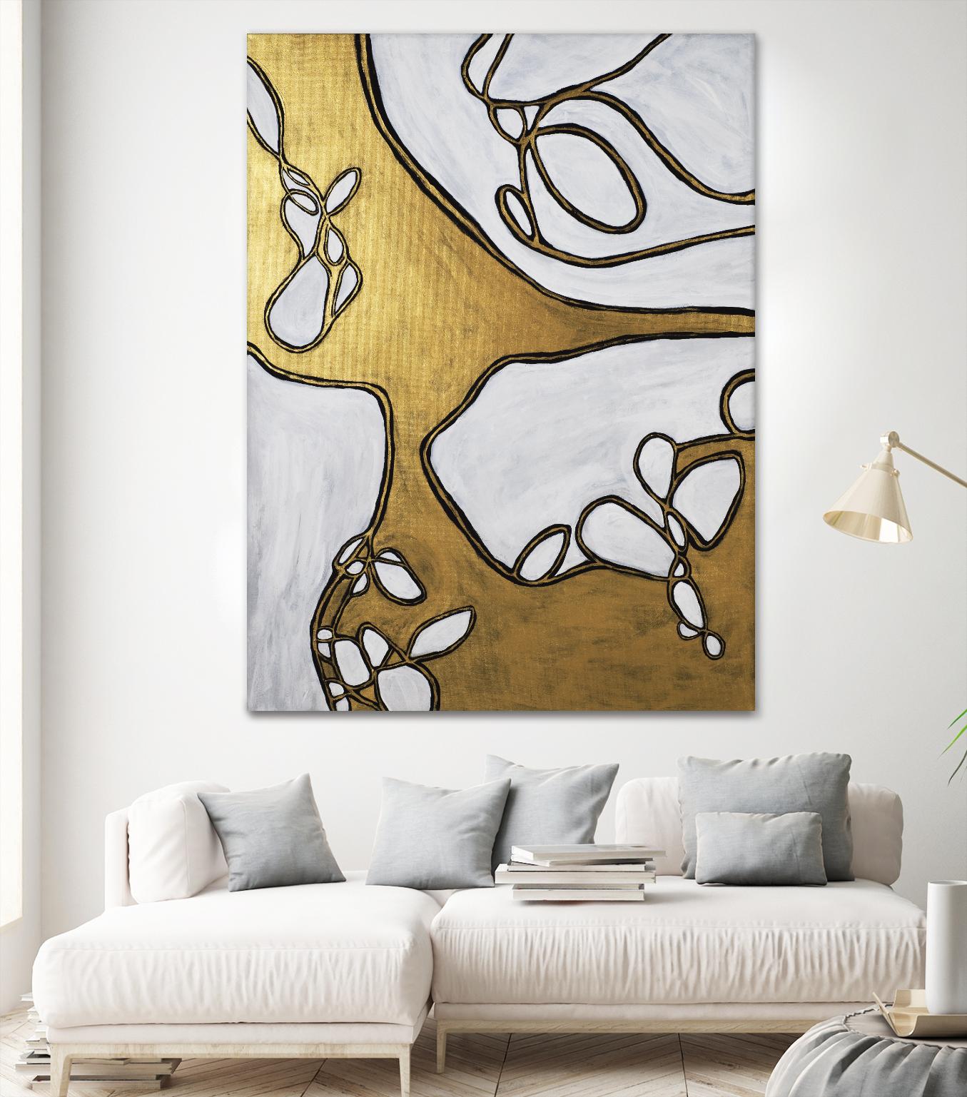 Mocha Latte -Gold - 1 by Lori Dubois on GIANT ART - gold linear