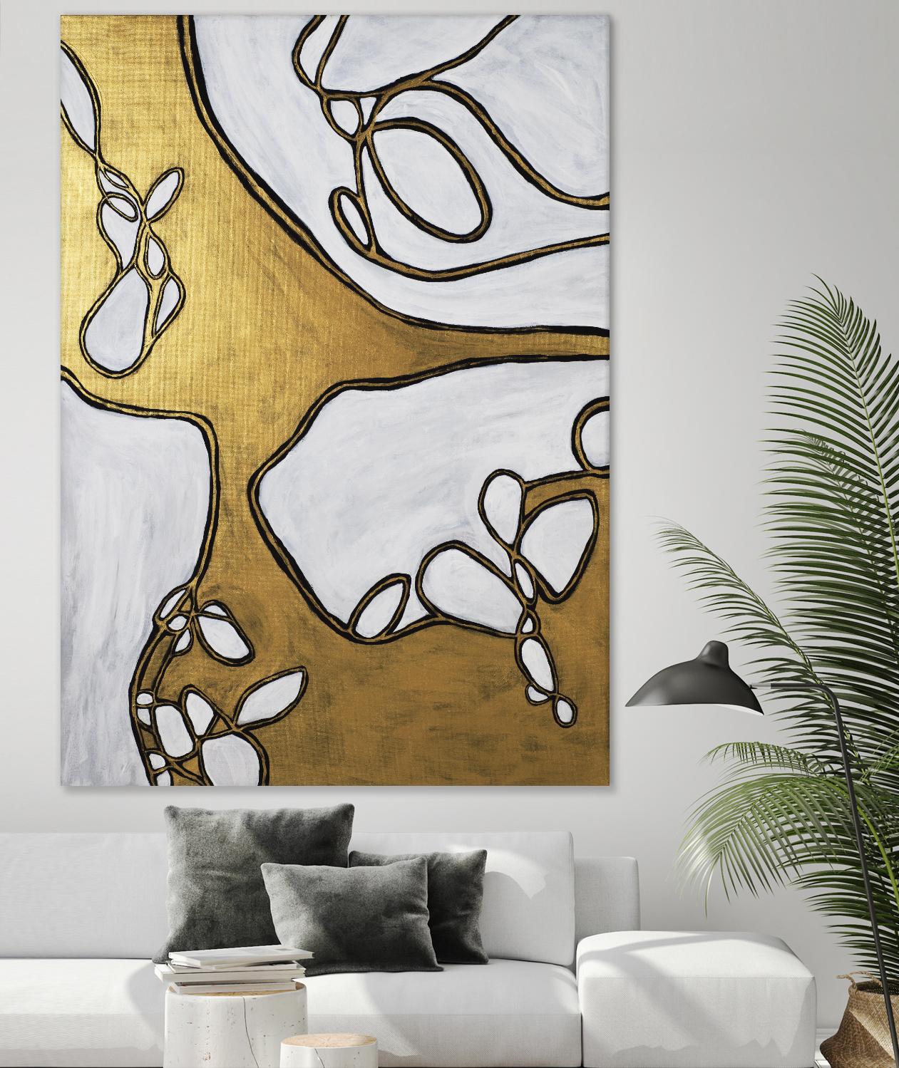 Mocha Latte -Gold - 1 by Lori Dubois on GIANT ART - gold linear