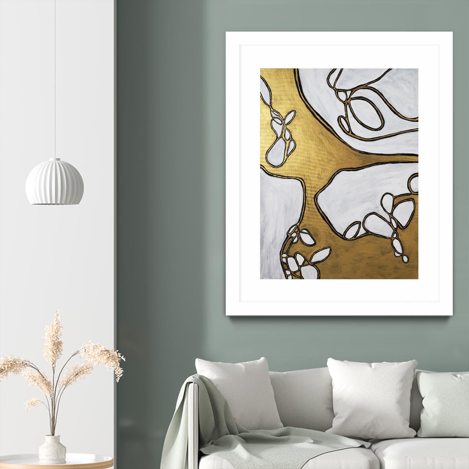 Mocha Latte -Gold - 1 by Lori Dubois on GIANT ART - gold linear artistes du québec