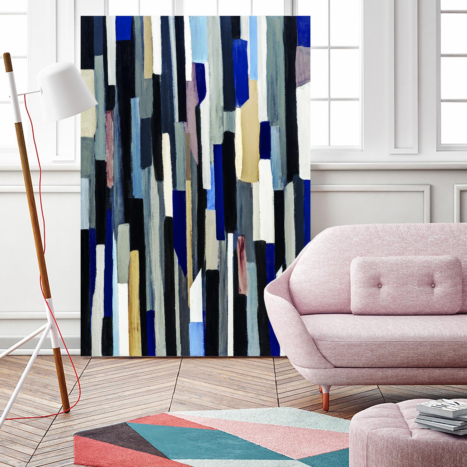 ModernDay by Lori Dubois on GIANT ART - blue linear lignes