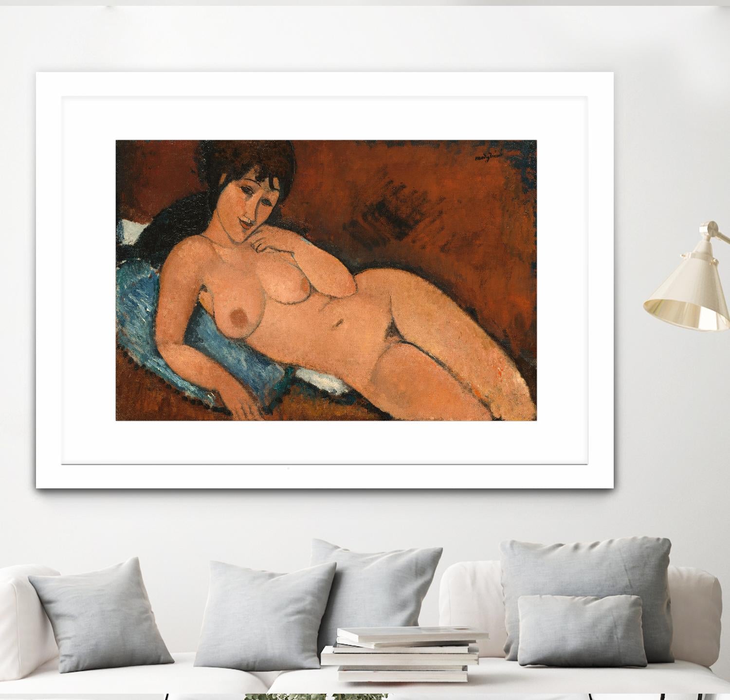 NUDE ON A BLUE CUSHION, 1917 by Amedeo Modigliani on GIANT ART - beige museums corps nu