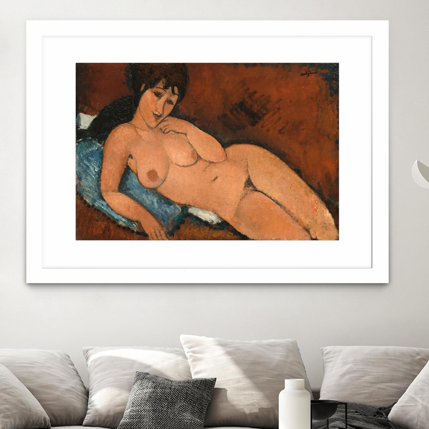 NUDE ON A BLUE CUSHION, 1917 by Amedeo Modigliani on GIANT ART - beige museums corps nu