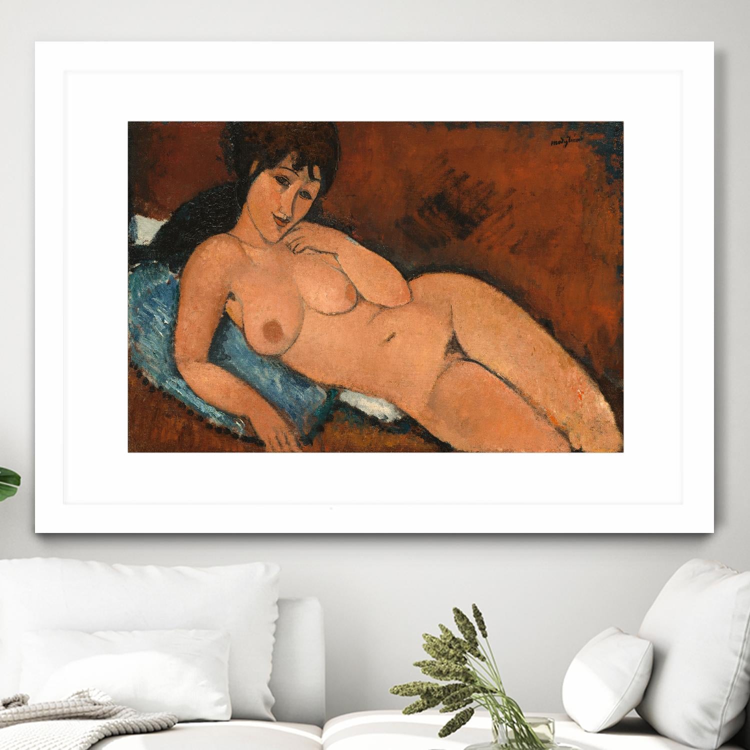 NUDE ON A BLUE CUSHION, 1917 by Amedeo Modigliani on GIANT ART - beige museums corps nu
