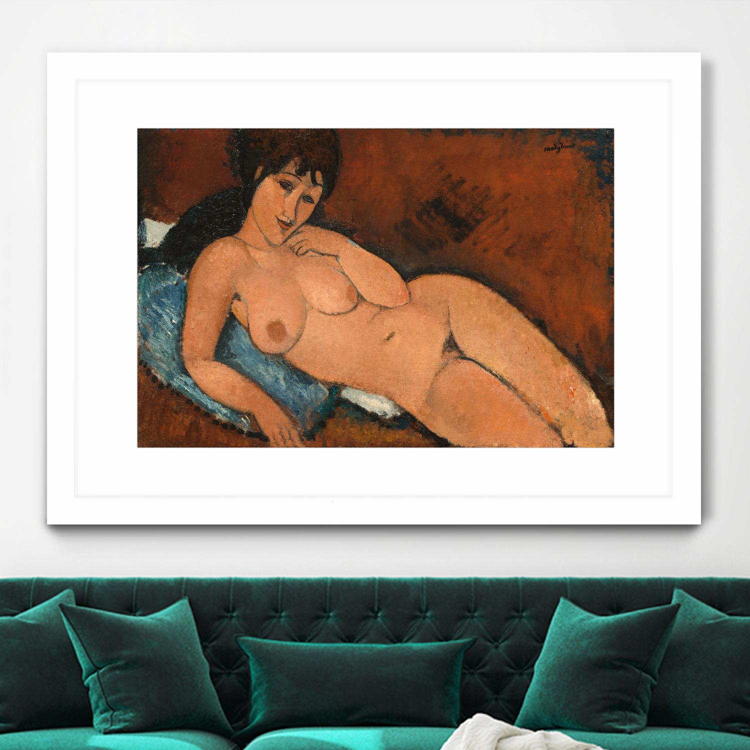 NUDE ON A BLUE CUSHION, 1917 by Amedeo Modigliani on GIANT ART - beige museums corps nu
