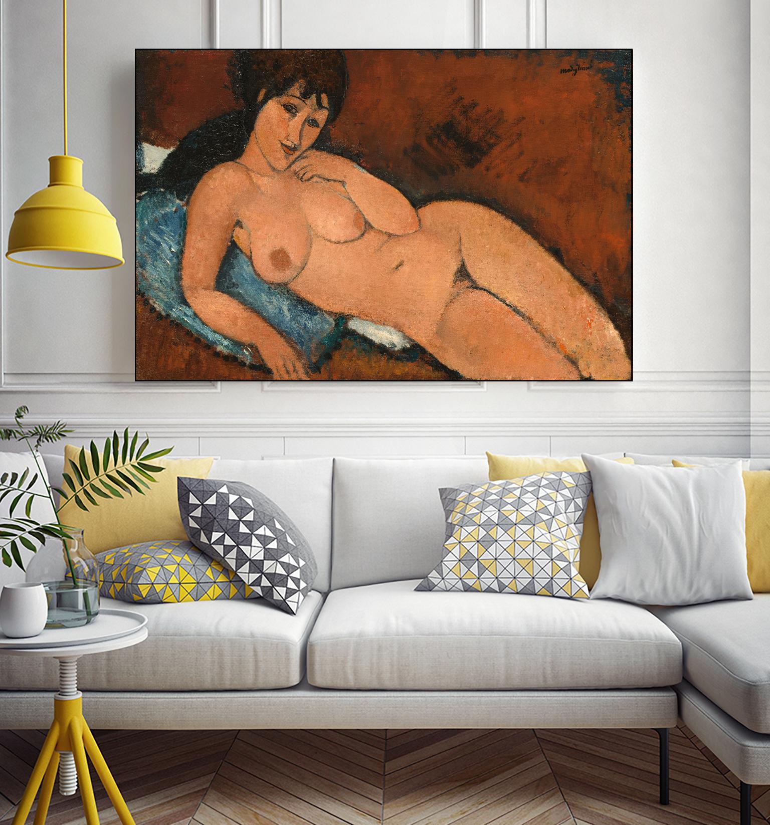 NUDE ON A BLUE CUSHION, 1917 by Amedeo Modigliani on GIANT ART - museums