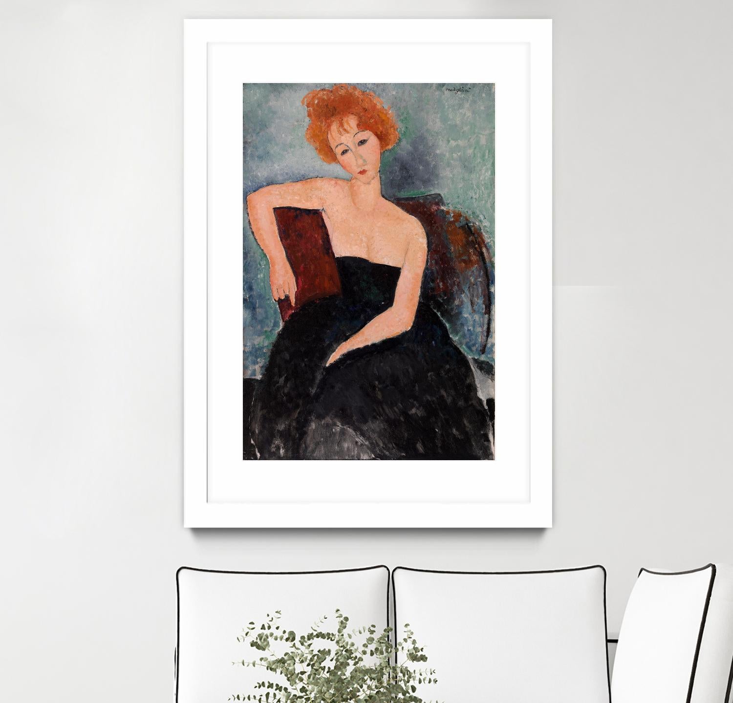 Redheaded Girl in Evening Dress by Amedeo Modigliani on GIANT ART - blue museums woman