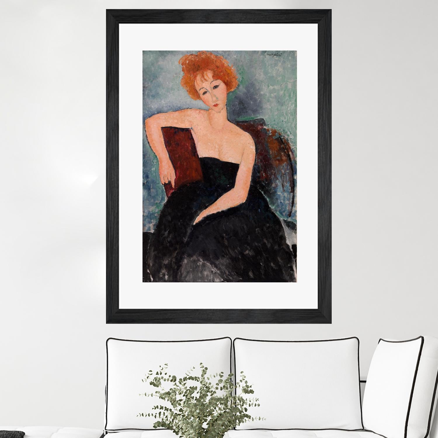Redheaded Girl in Evening Dress by Amedeo Modigliani on GIANT ART - blue museums woman