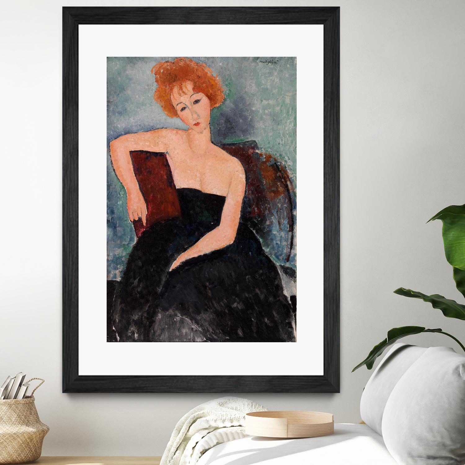Redheaded Girl in Evening Dress by Amedeo Modigliani on GIANT ART - blue museums woman