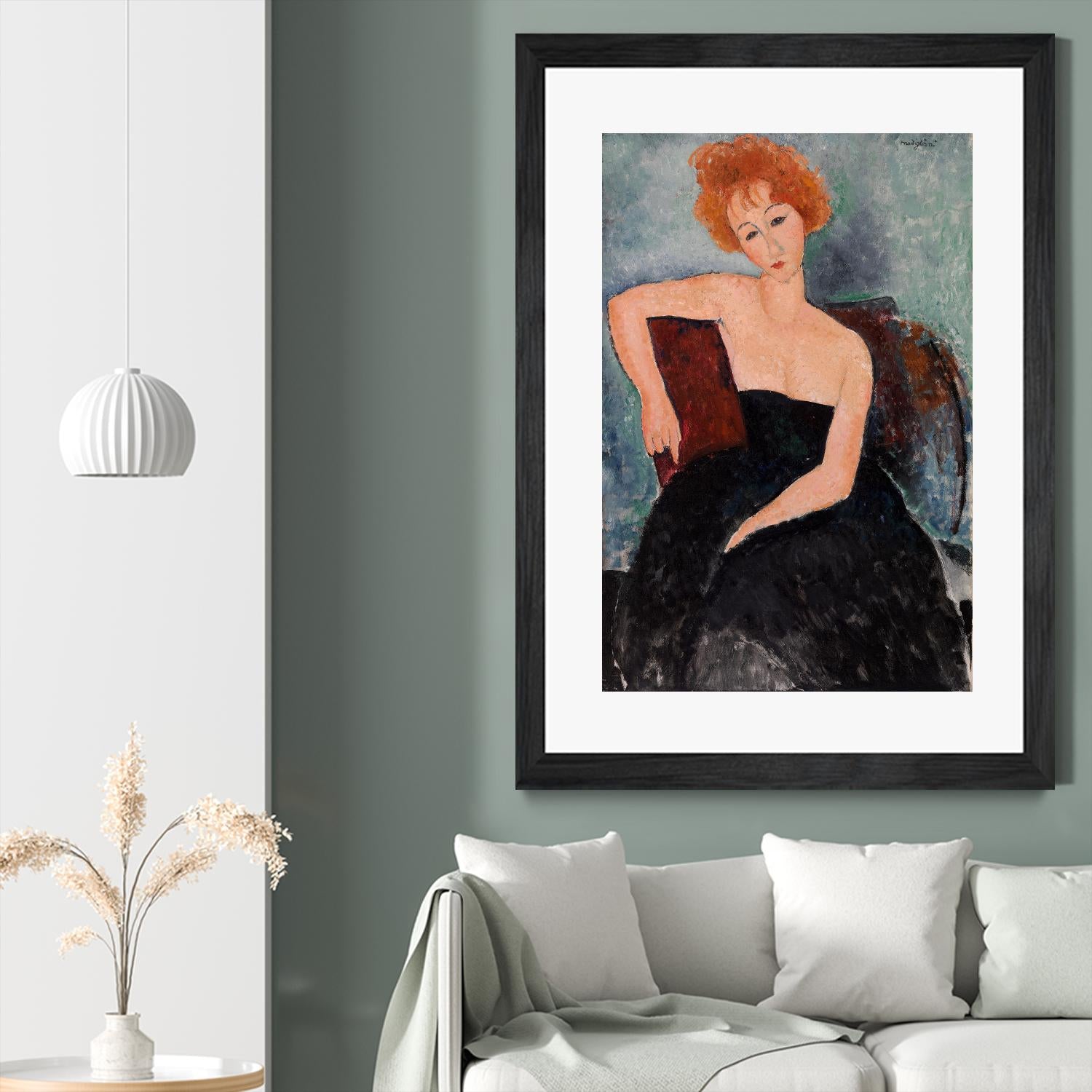 Redheaded Girl in Evening Dress by Amedeo Modigliani on GIANT ART - blue museums woman
