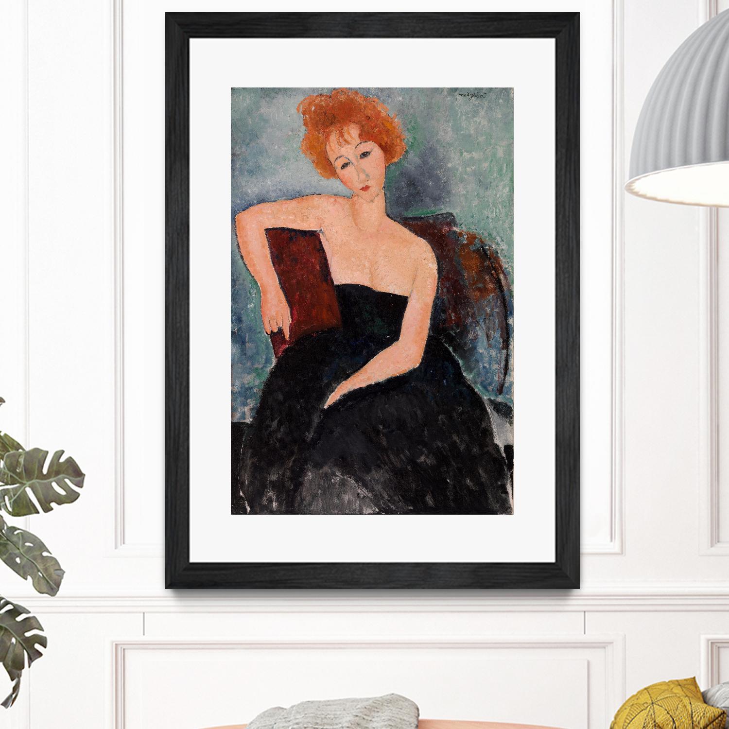 Redheaded Girl in Evening Dress by Amedeo Modigliani on GIANT ART - blue museums woman