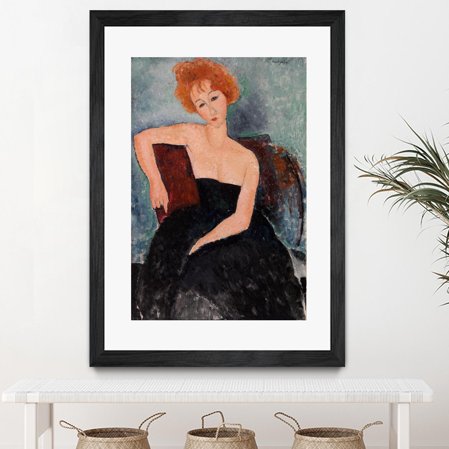 Redheaded Girl in Evening Dress by Amedeo Modigliani on GIANT ART - blue museums woman