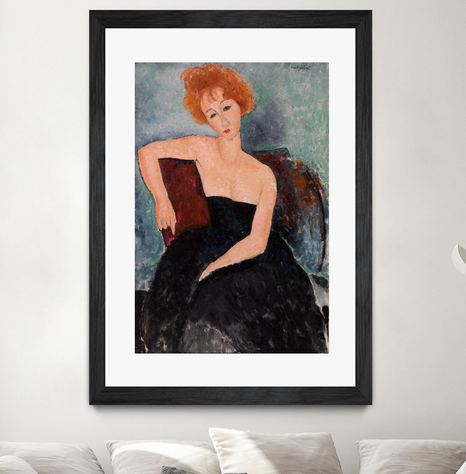 Redheaded Girl in Evening Dress by Amedeo Modigliani on GIANT ART - blue museums woman