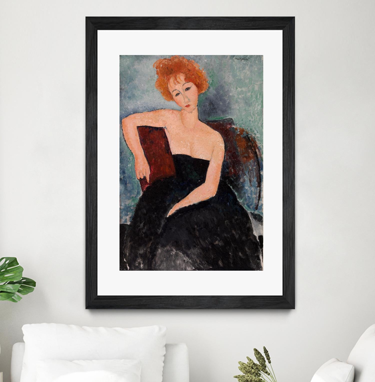 Redheaded Girl in Evening Dress by Amedeo Modigliani on GIANT ART - blue museums woman
