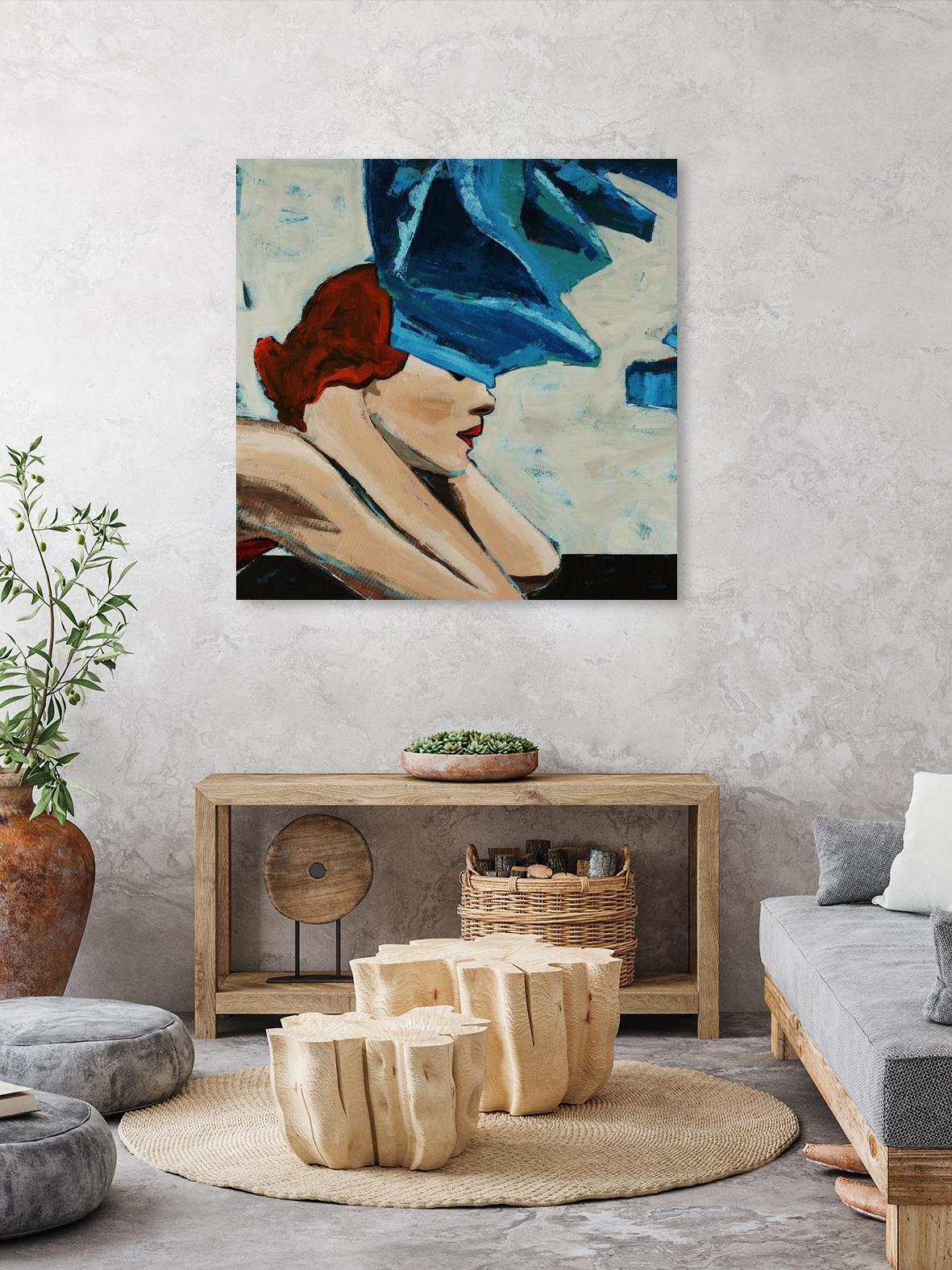 On the Rocks by Daleno Art on GIANT ART - red figurative women with hat