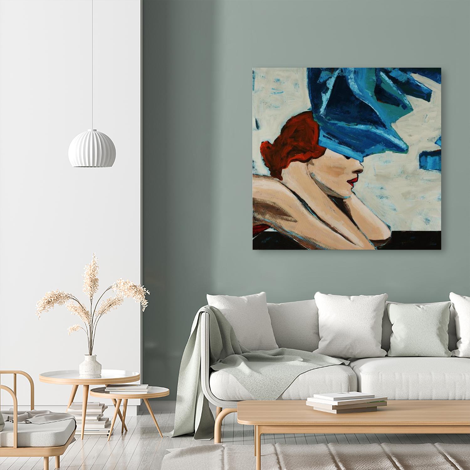 On the Rocks by Daleno Art on GIANT ART - red figurative women with hat