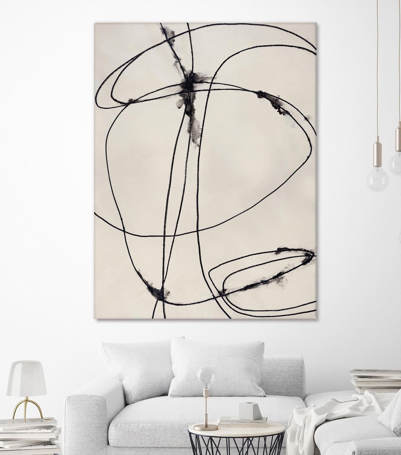 Tangled Ties by Daleno Art on GIANT ART - beige black & white abstrait