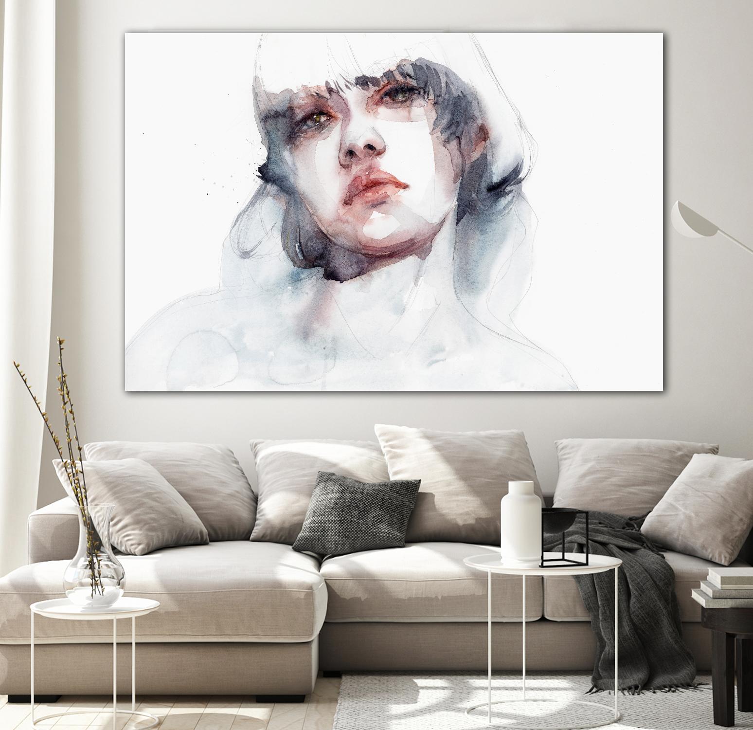 Marmo by Agnes Cecile on GIANT ART - pink watercolour lips