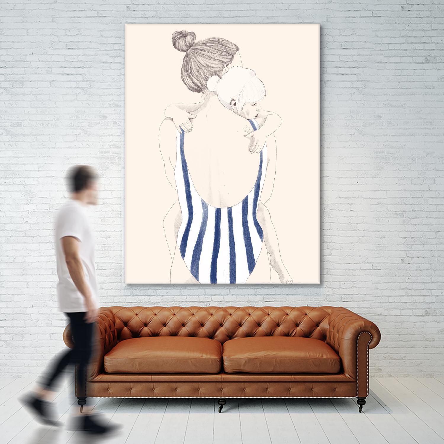 Daughter by Jenny Liz Rome on GIANT ART - blue figurative stripes