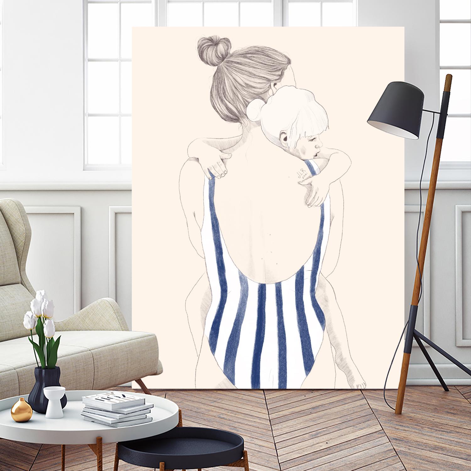 Daughter by Jenny Liz Rome on GIANT ART - blue figurative stripes