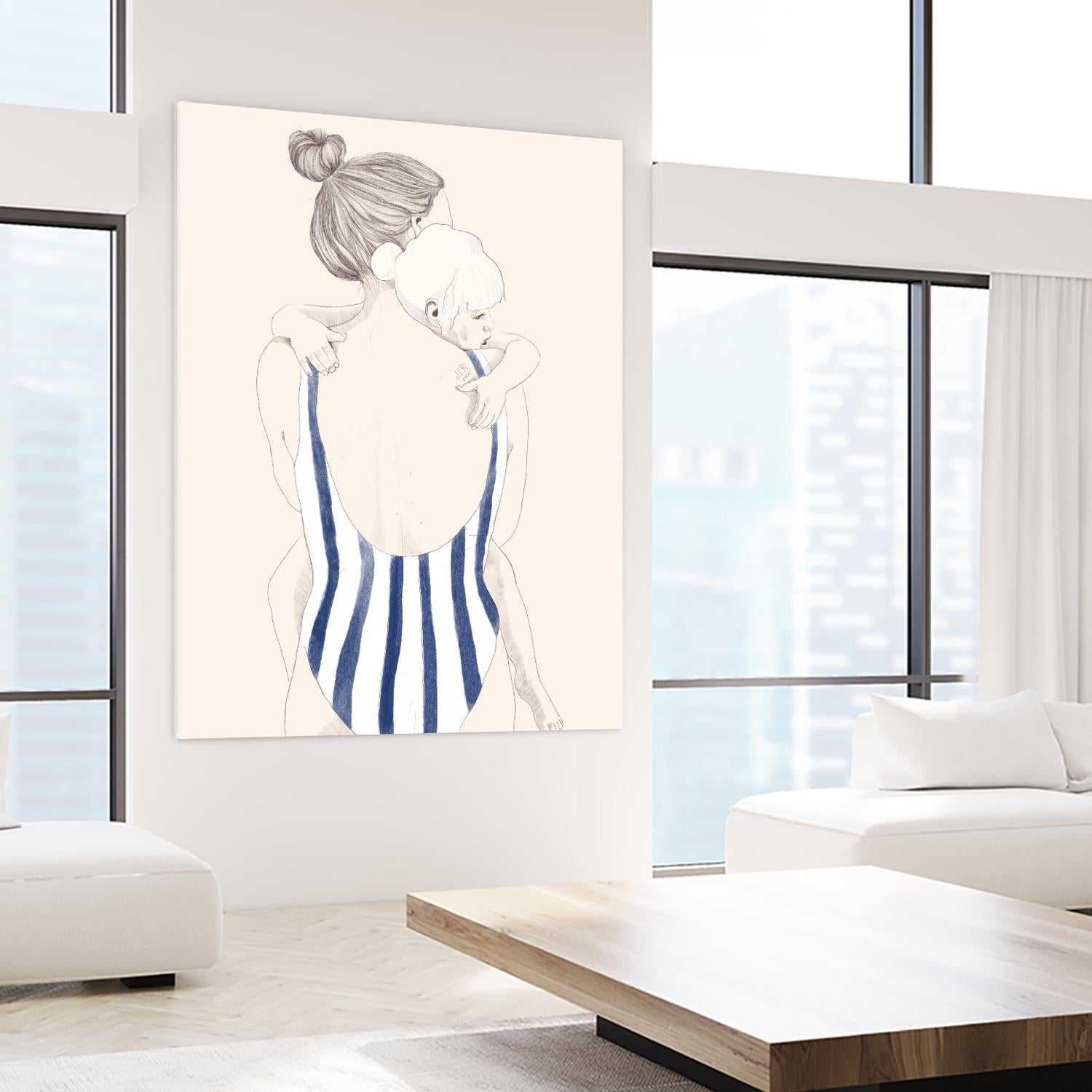 Daughter by Jenny Liz Rome on GIANT ART - blue figurative stripes