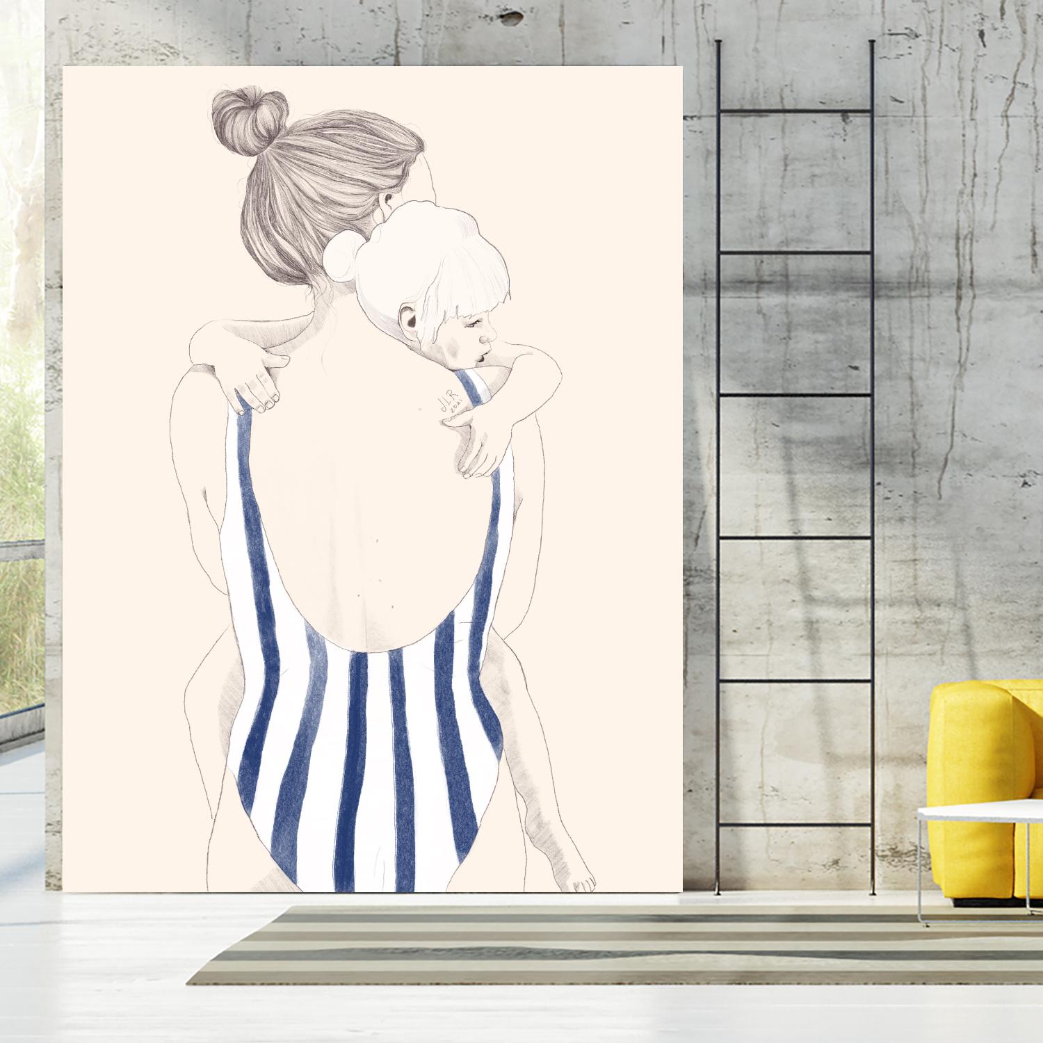 Daughter by Jenny Liz Rome on GIANT ART - blue figurative stripes