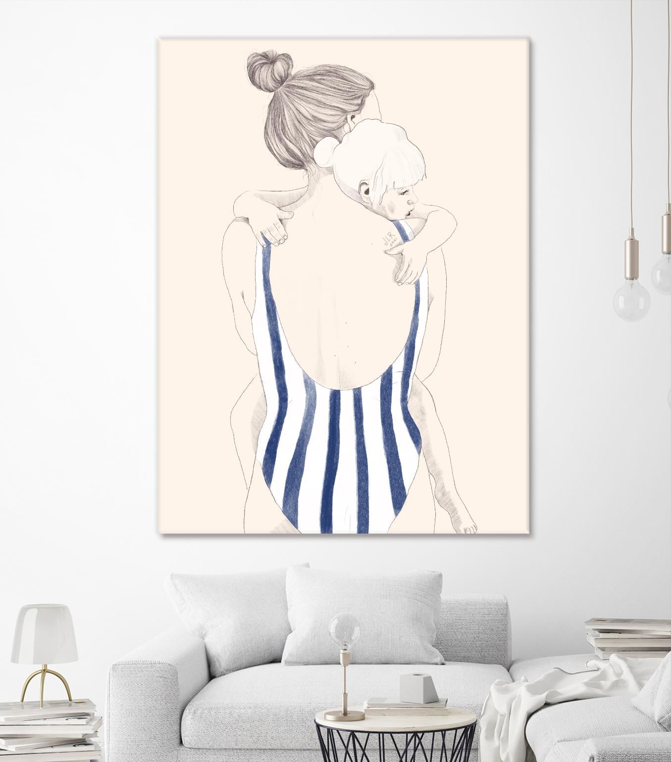 Daughter by Jenny Liz Rome on GIANT ART - blue figurative stripes