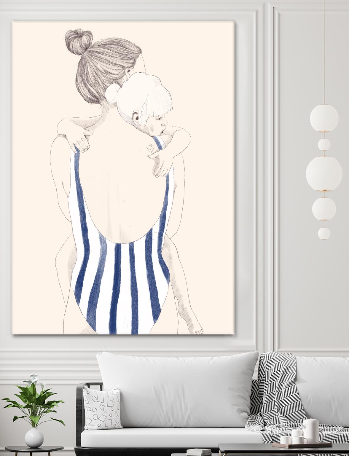 Daughter by Jenny Liz Rome on GIANT ART - blue figurative stripes