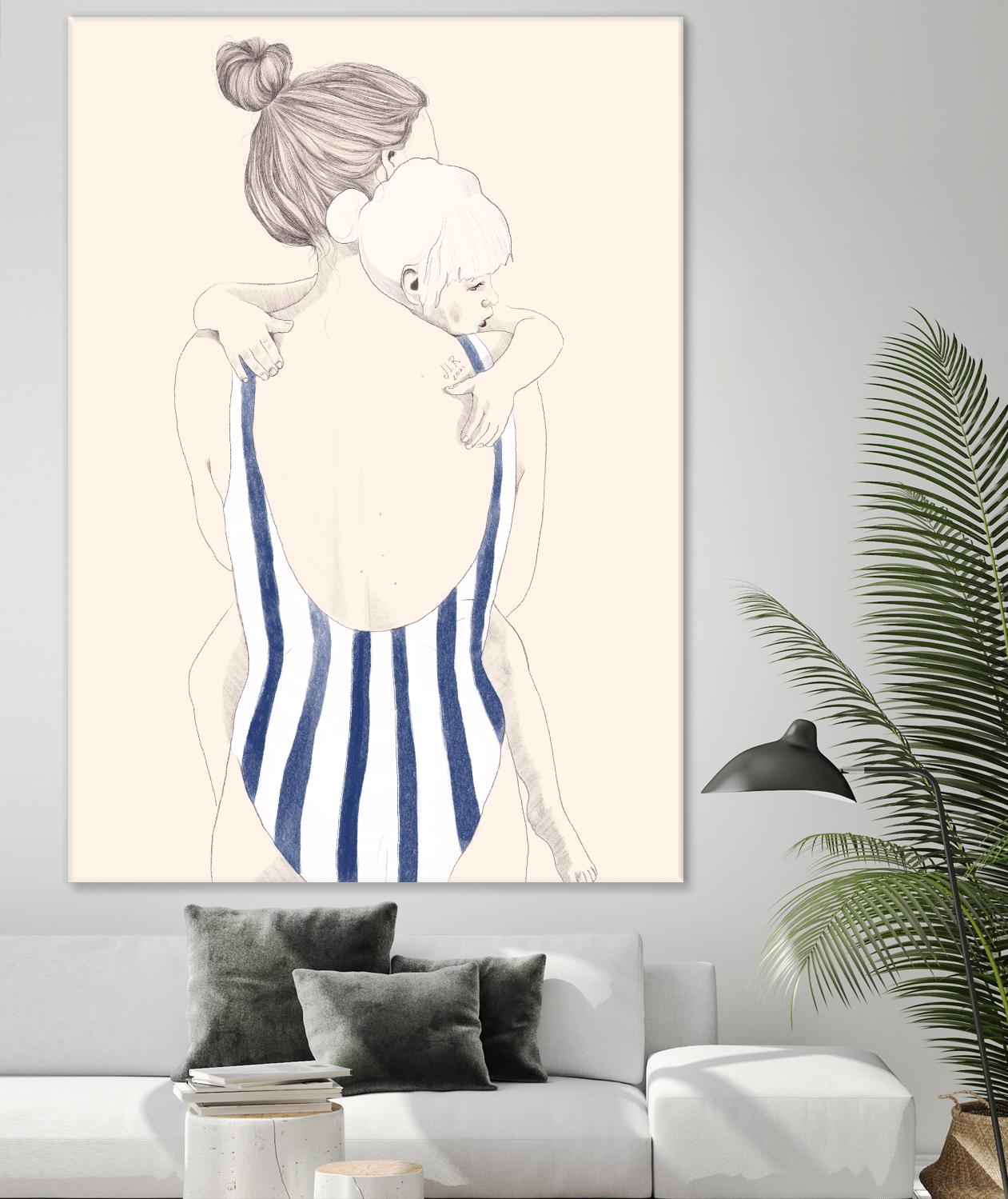 Daughter by Jenny Liz Rome on GIANT ART - blue figurative stripes