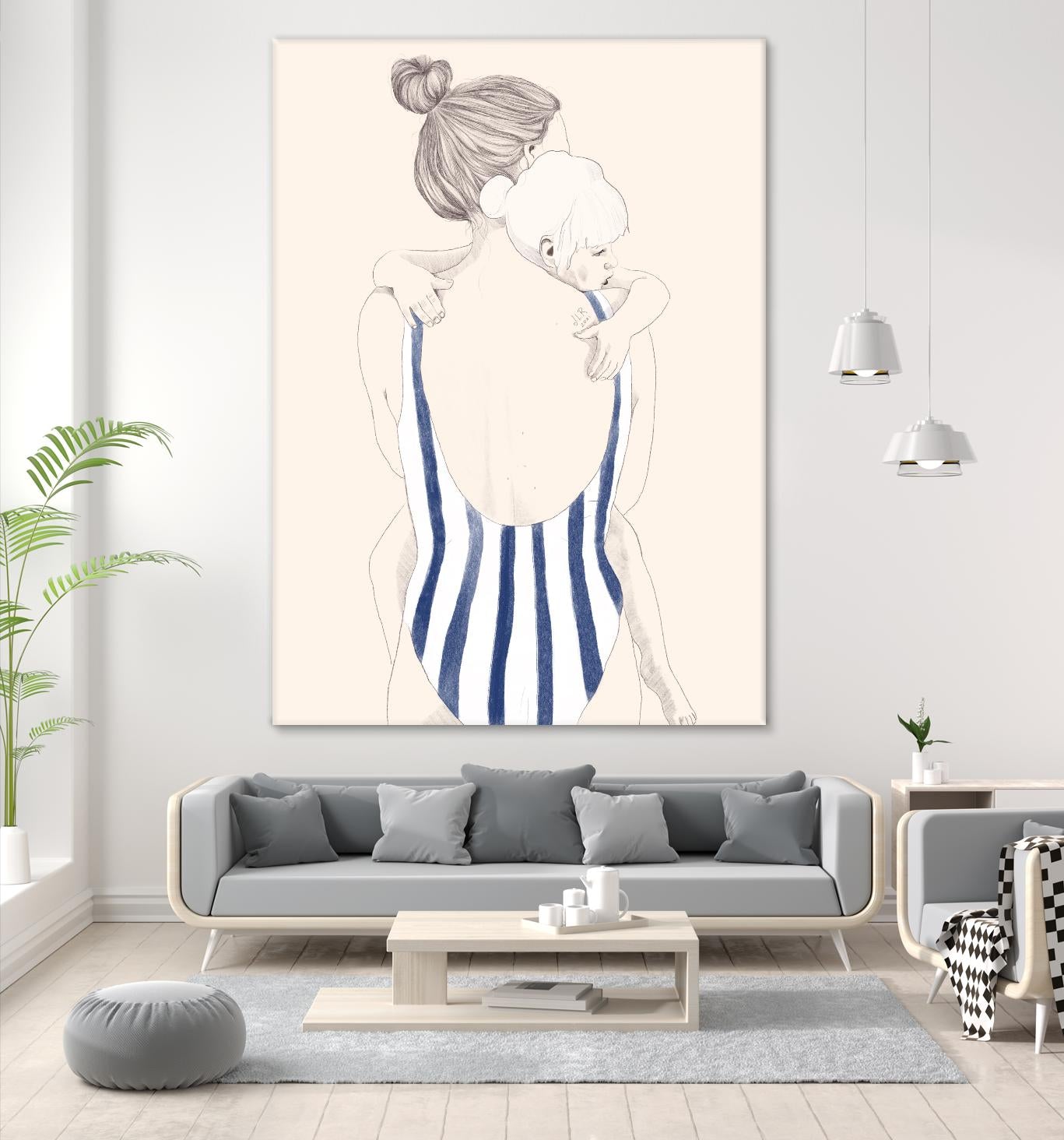 Daughter by Jenny Liz Rome on GIANT ART - blue figurative stripes