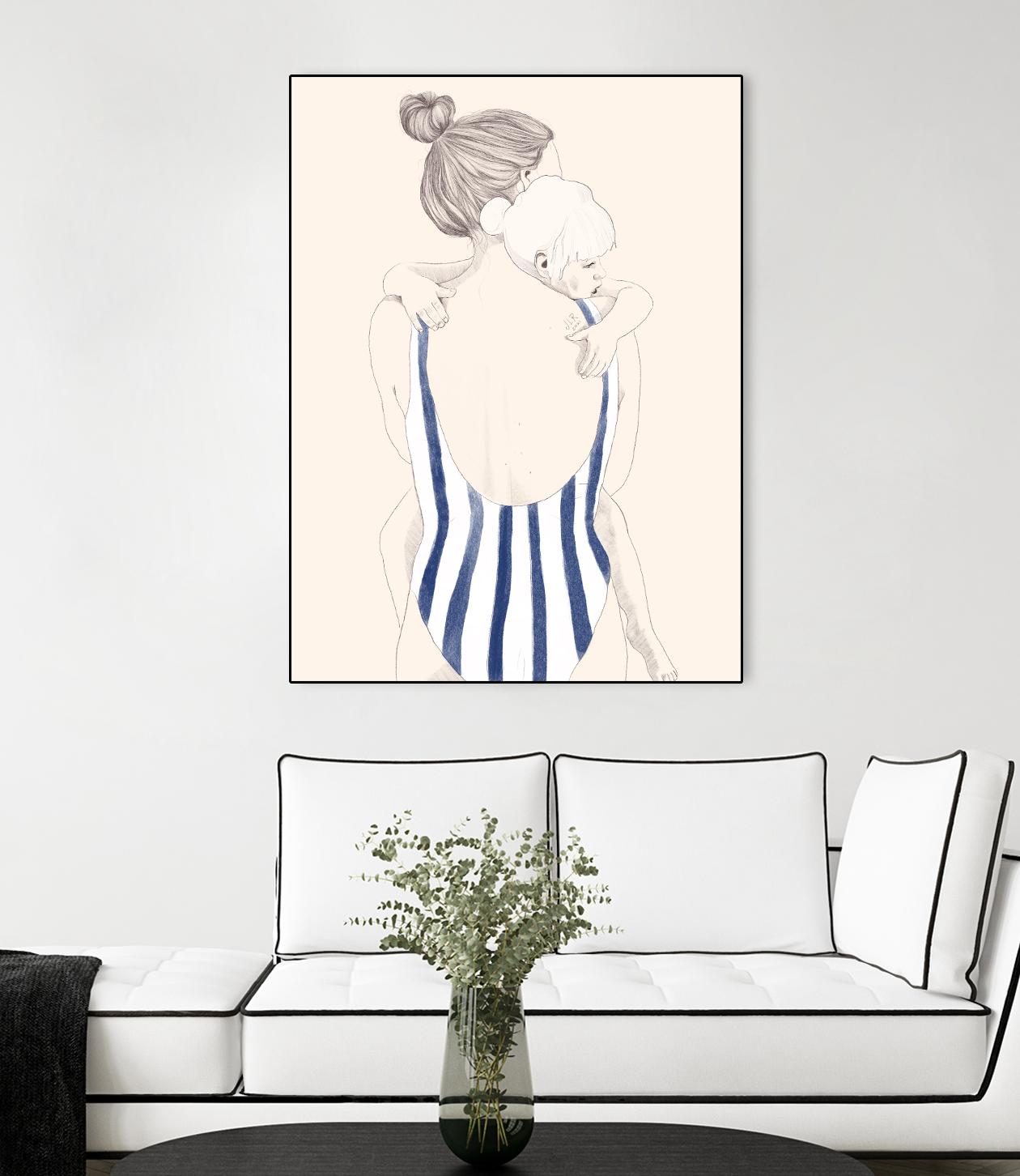 Daughter by Jenny Liz Rome on GIANT ART - blue figurative stripes