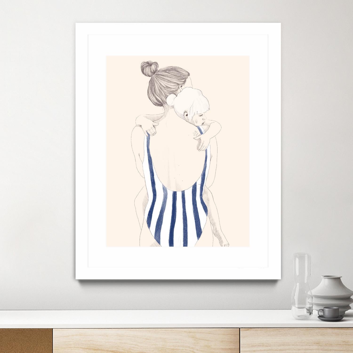 Daughter by Jenny Liz Rome on GIANT ART - blue figurative stripes