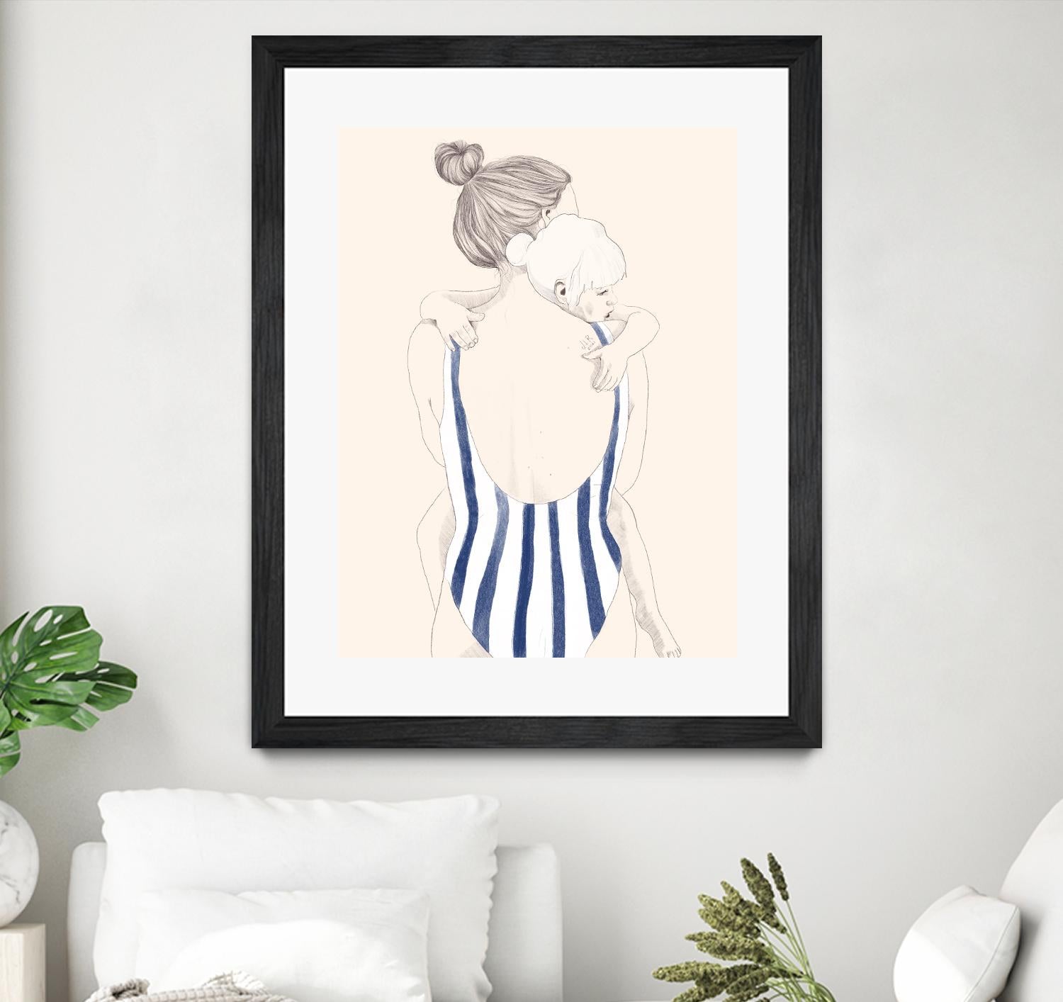 Daughter by Jenny Liz Rome on GIANT ART - blue figurative stripes