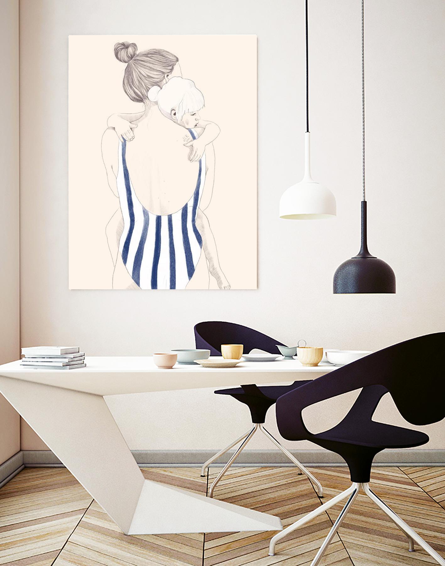 Daughter by Jenny Liz Rome on GIANT ART - blue figurative stripes