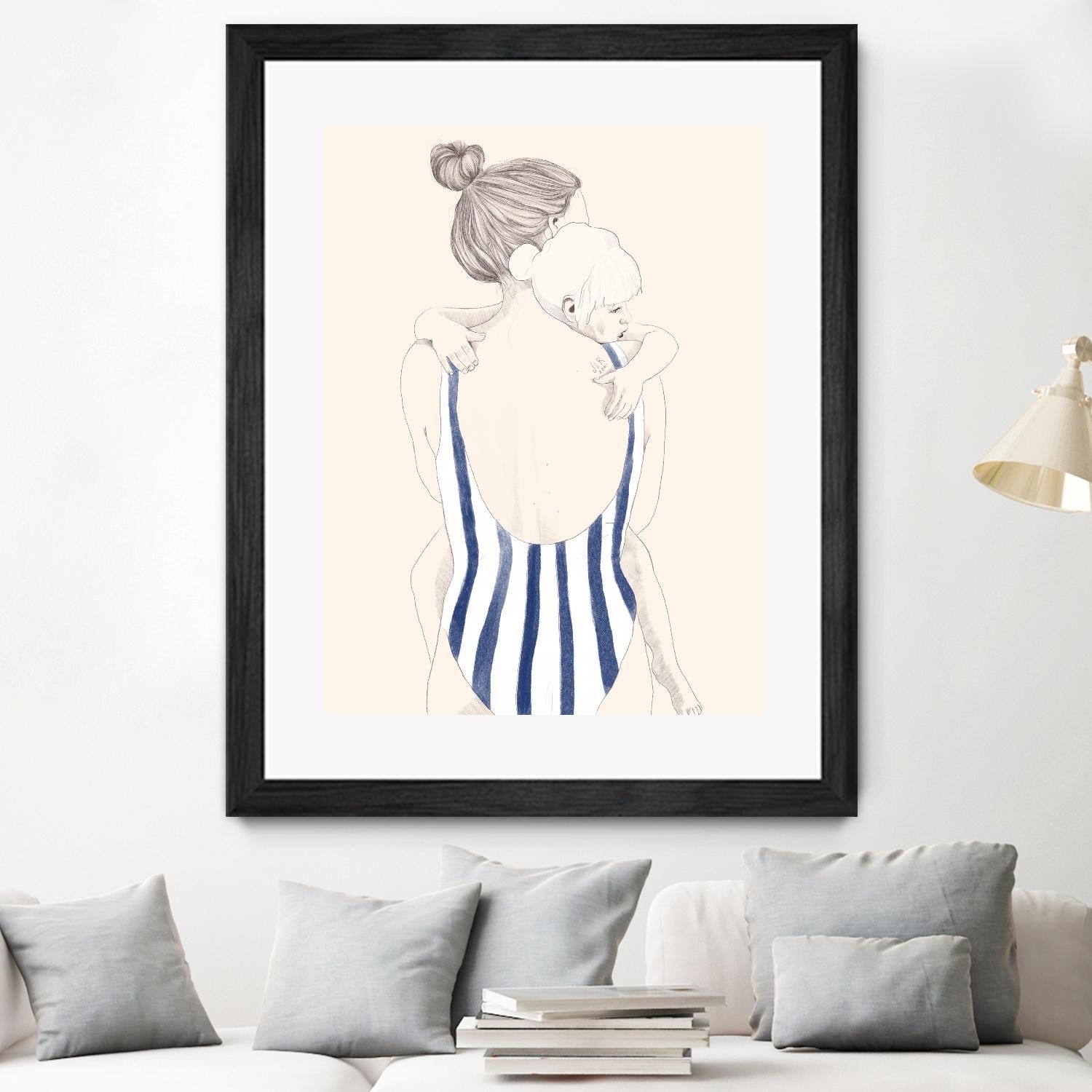 Daughter by Jenny Liz Rome on GIANT ART - blue figurative stripes