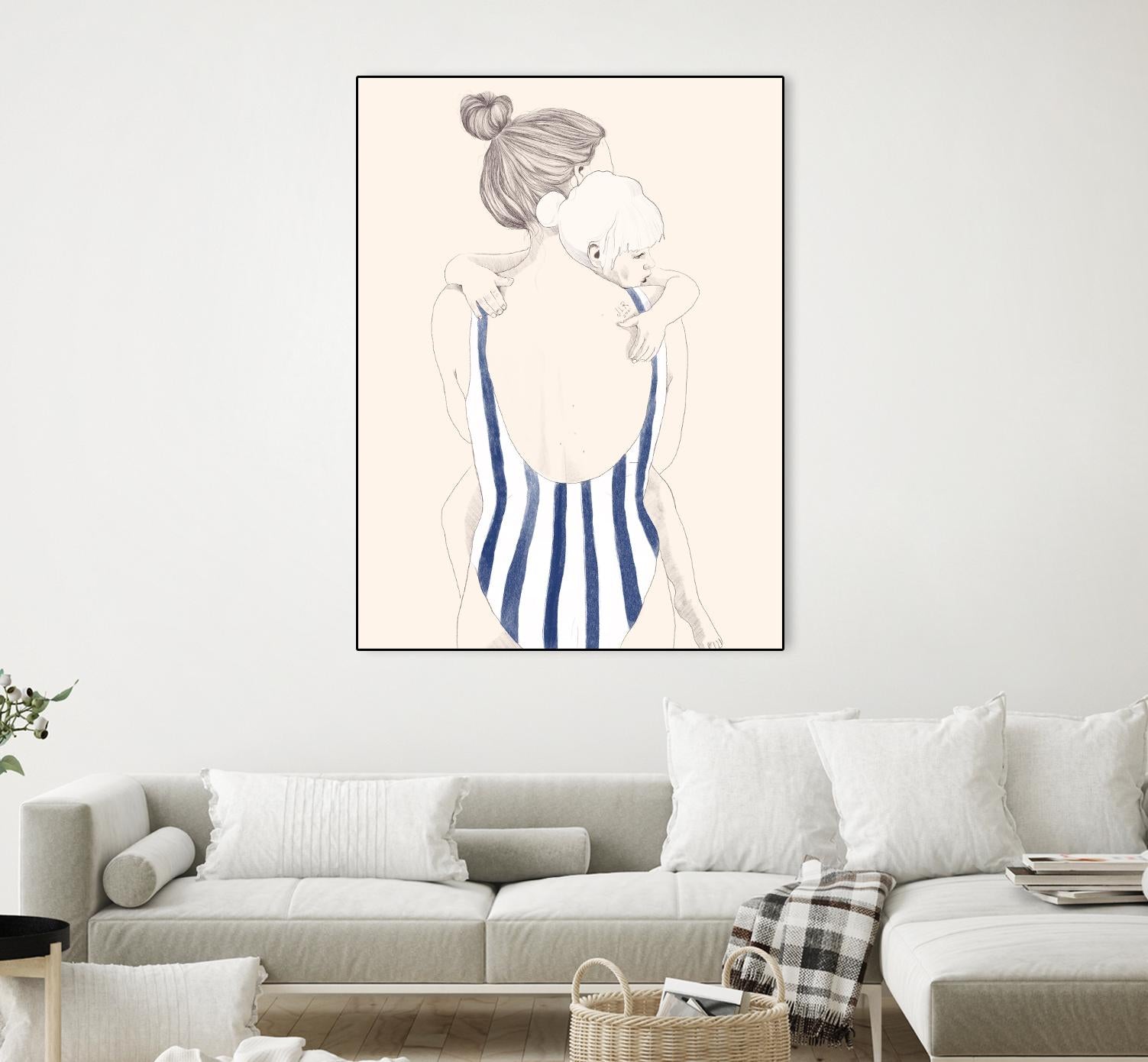 Daughter by Jenny Liz Rome on GIANT ART - blue figurative stripes