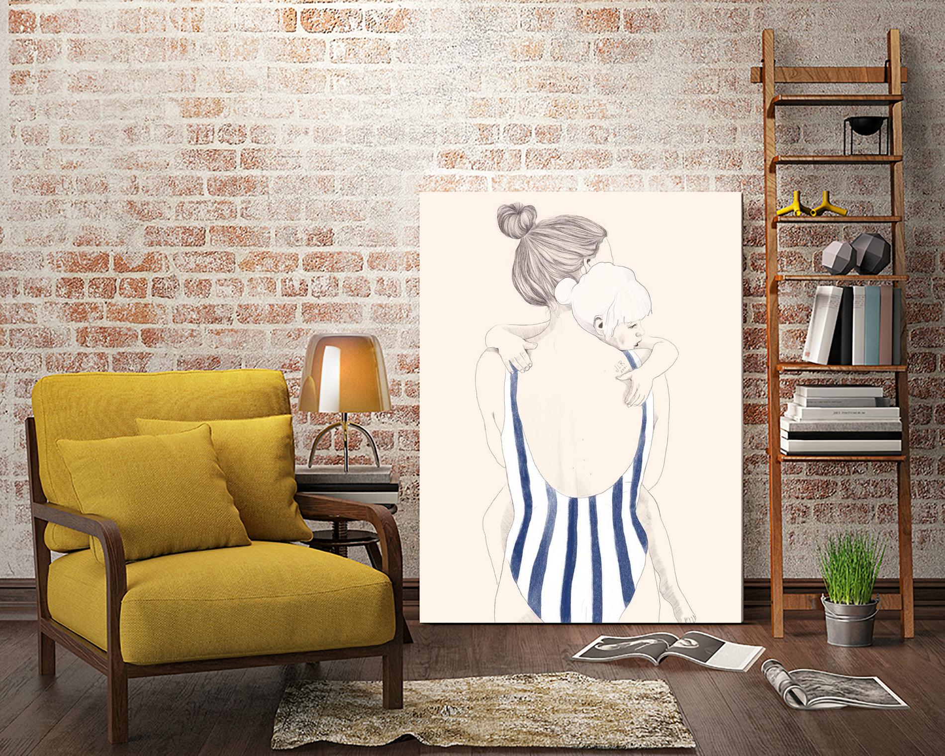 Daughter by Jenny Liz Rome on GIANT ART - blue figurative stripes